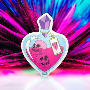 Pink Skull Purple Crystal Sticker Spooky Pastel Goth Cute Creepy Punk Scary